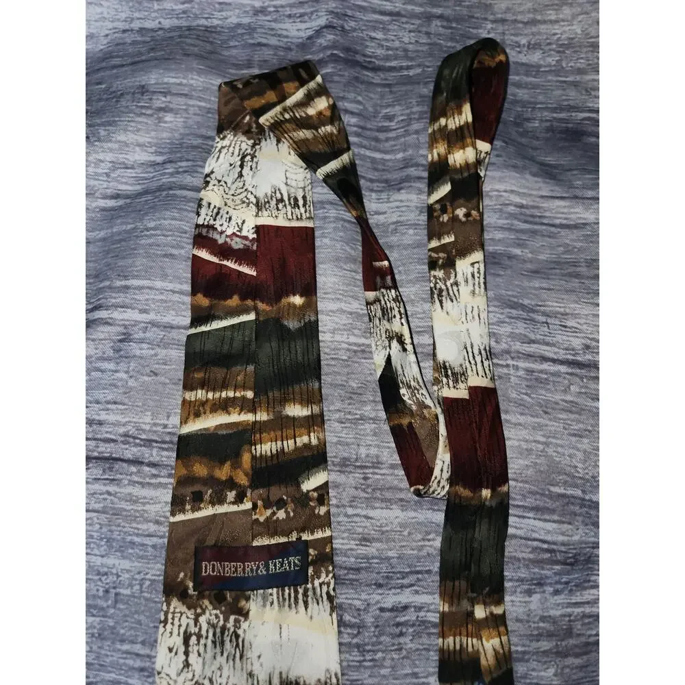 Donberry & Keats Multicolor Woodsy Made in USA 100% Silk‎ Neck Tie